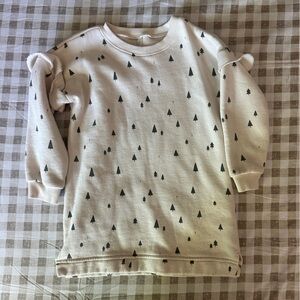 Rylee and Cru Cream Sweatshirt Dress with Pine Trees 4-5T